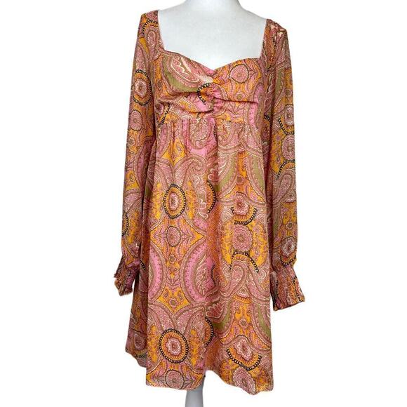 NWT BCBGeneration Paisley Retro Babydoll Mini Dress Women’s Size 8 Retail $128 - Picture 2 of 7